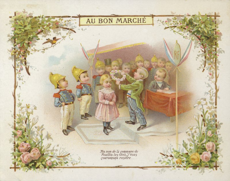Coronando a una niña con una corona de flores de French School