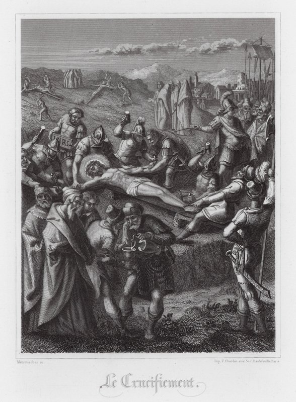 Crucifixión de Jesucristo (grabado) de French School