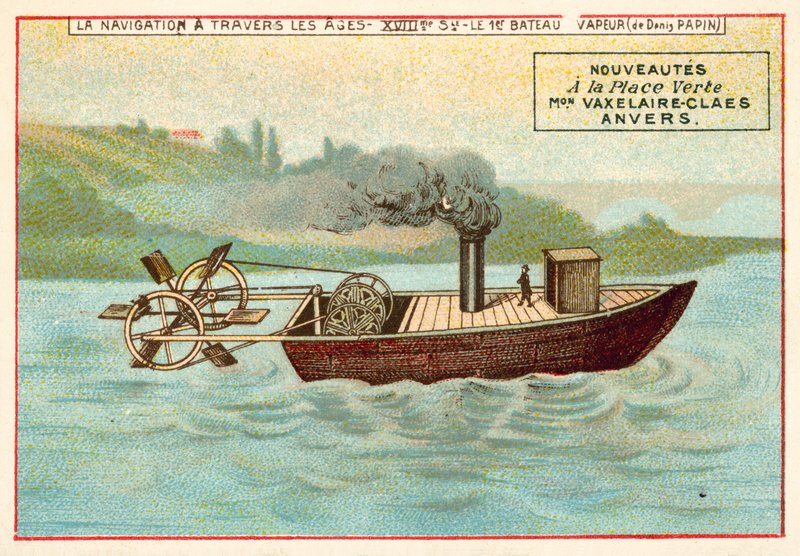 El primer barco a vapor de Denis Papin de French School