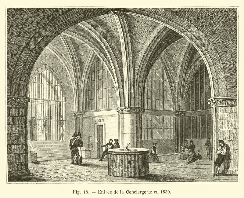Entrada de la Conciergerie en 1830 de French School