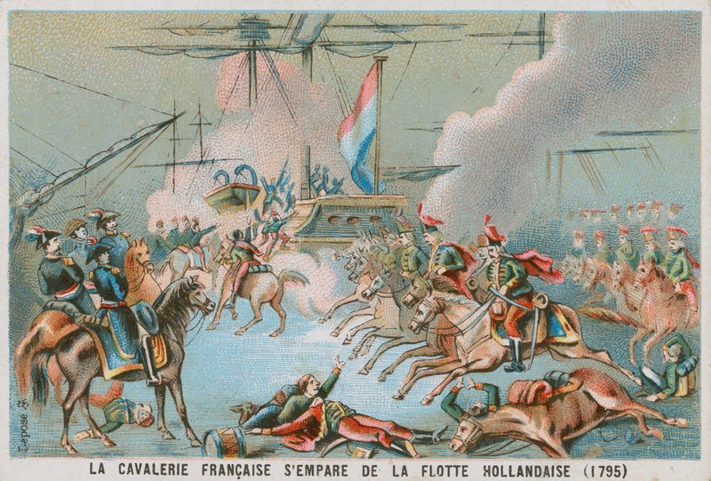 Caballería francesa capturando la flota holandesa, 1795 de French School