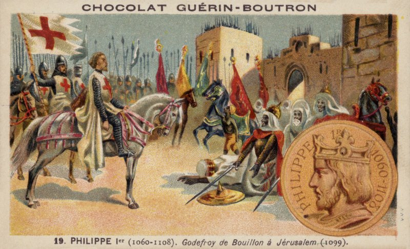 Godofredo de Bouillon en Jerusalén de French School