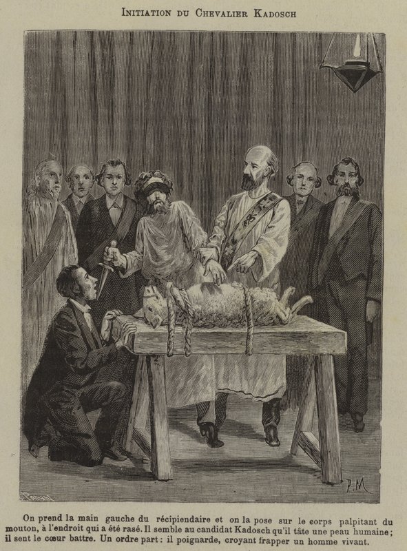 Iniciación de un Caballero Kadosch (grabado) de French School