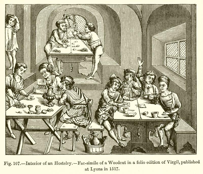 Interior de una hostería de French School