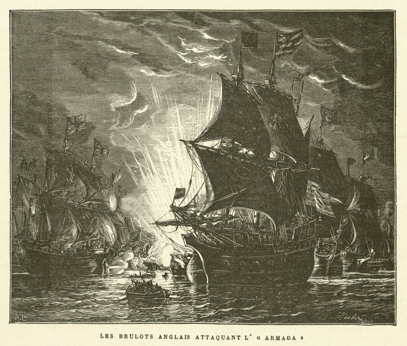 Los brulotes ingleses atacando la Armada de French School