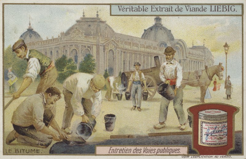 Tarjeta Liebig con mantenimiento de carreteras de French School