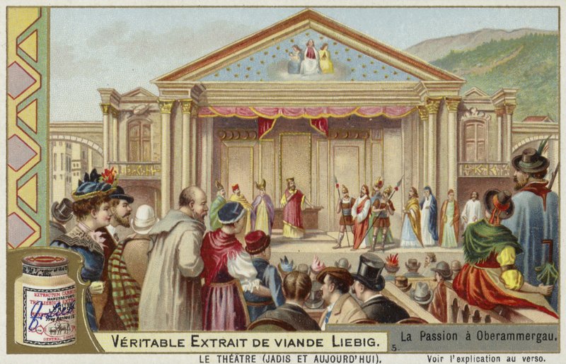 Tarjeta Liebig con la Pasión de Oberammergau de French School