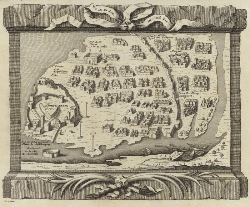 Mapa de la Isla de Diu de French School