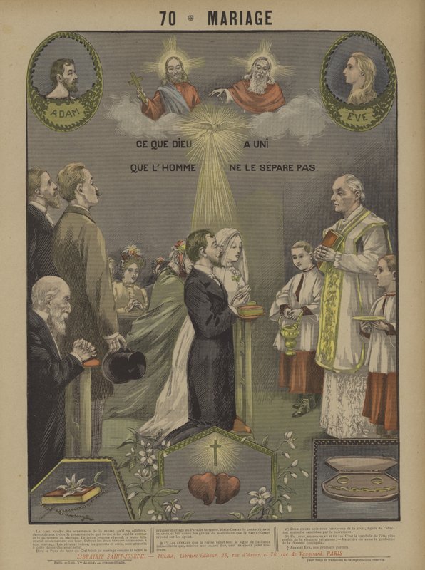 Matrimonio (litografía en color) de French School