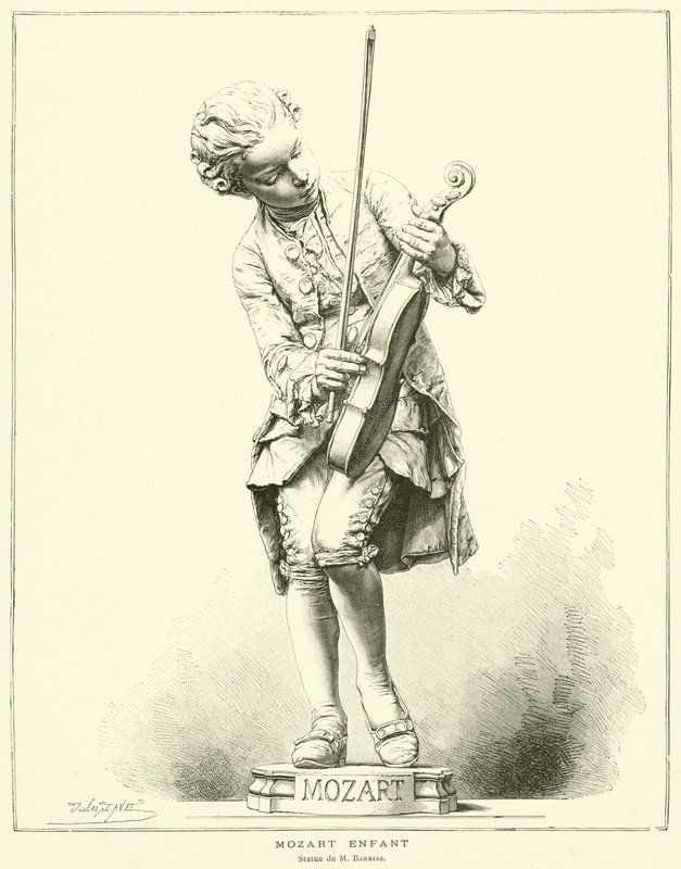 Mozart niño, Estatua de M Barrias de French School