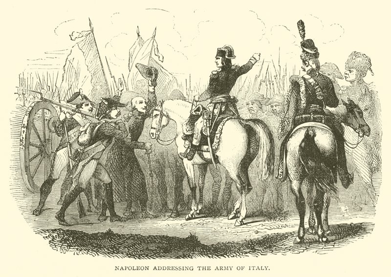 Napoleón dirigiéndose al Ejército de Italia de French School