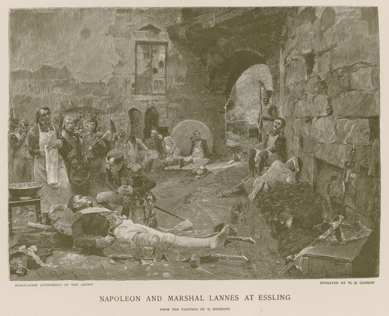 Napoleón y el mariscal Lannes en Essling de French School