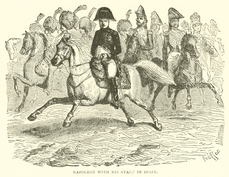 Napoleón con su estado mayor en España (grabado) de French School