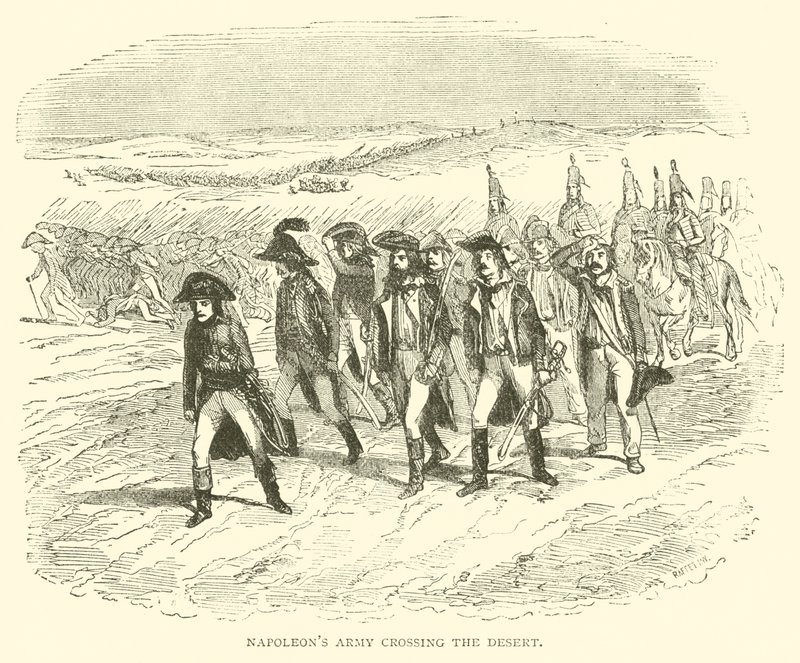 El ejército de Napoleón cruzando el desierto (grabado) de French School