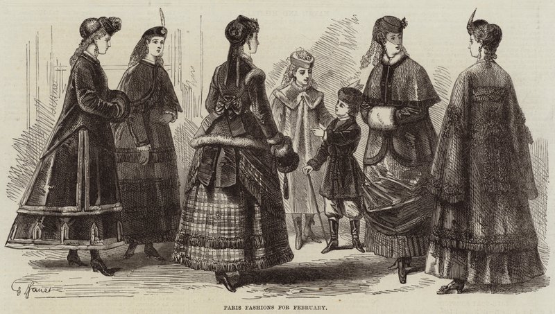 Moda de París para febrero (grabado) de French School