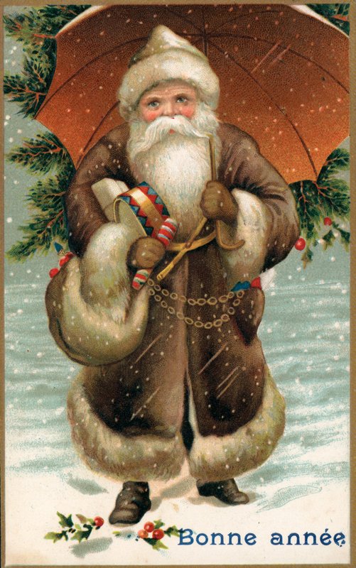 Santa Claus con un paraguas de French School