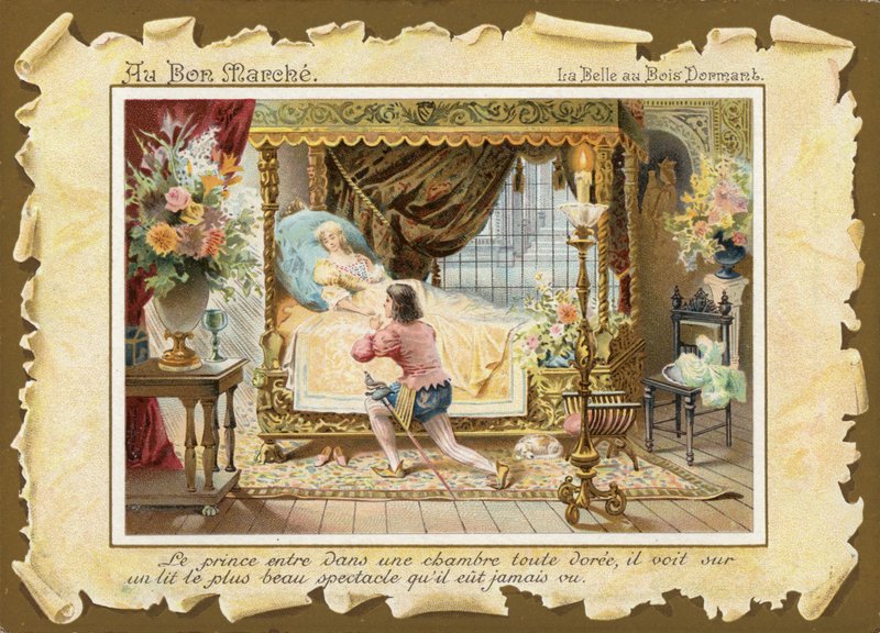 La Bella Durmiente, dormida en la cama de French School