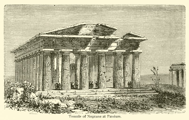 Templo de Neptuno en Paestum de French School
