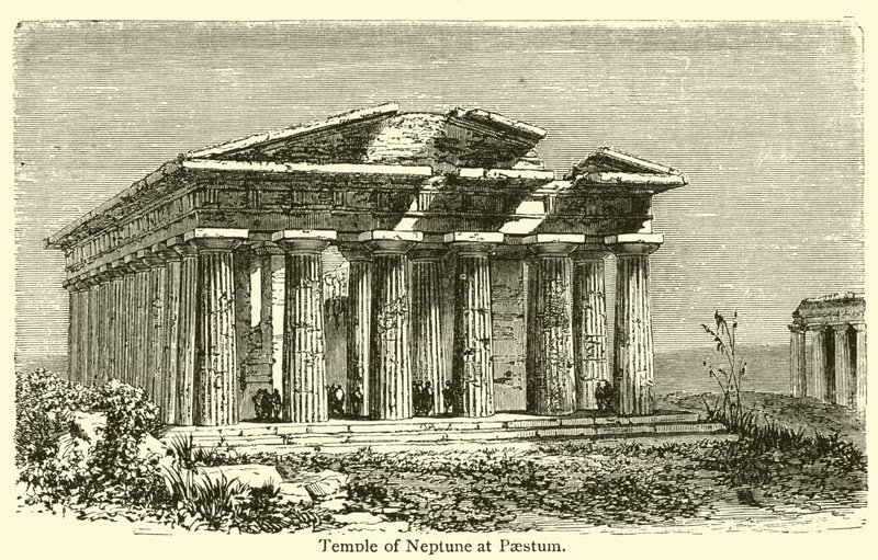 Templo de Neptuno en Paestum (grabado) de French School