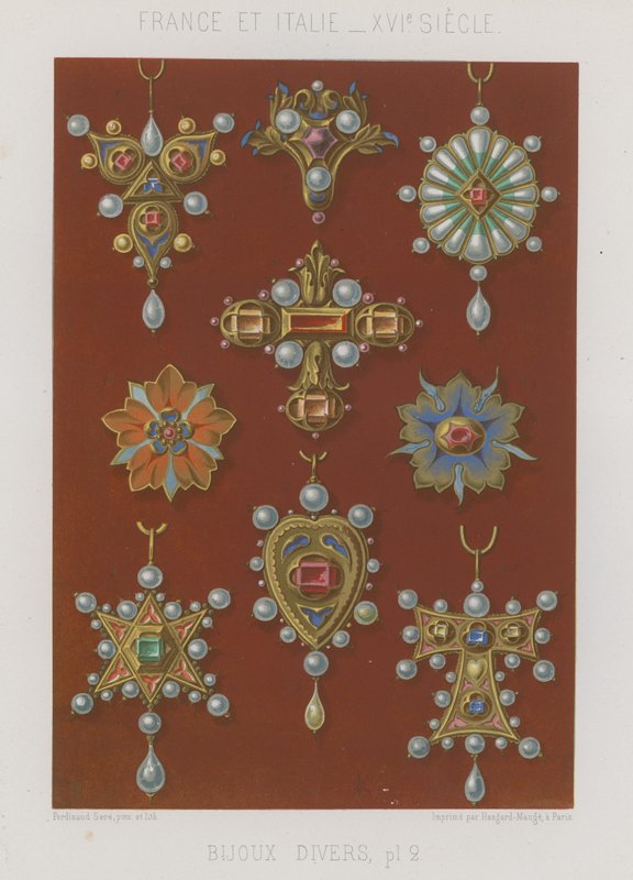 Varias piezas de joyería de French School