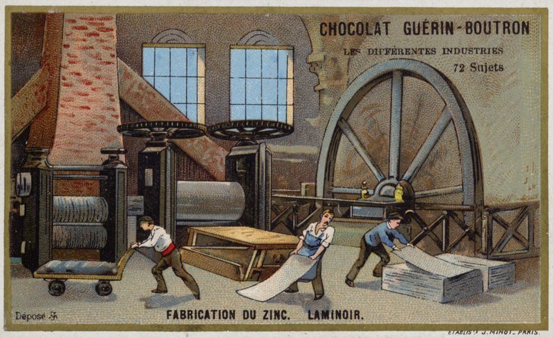 Fabricación de zinc. Rodillo de French School