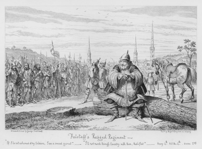 El regimiento andrajoso de Falstaff de George Cruikshank