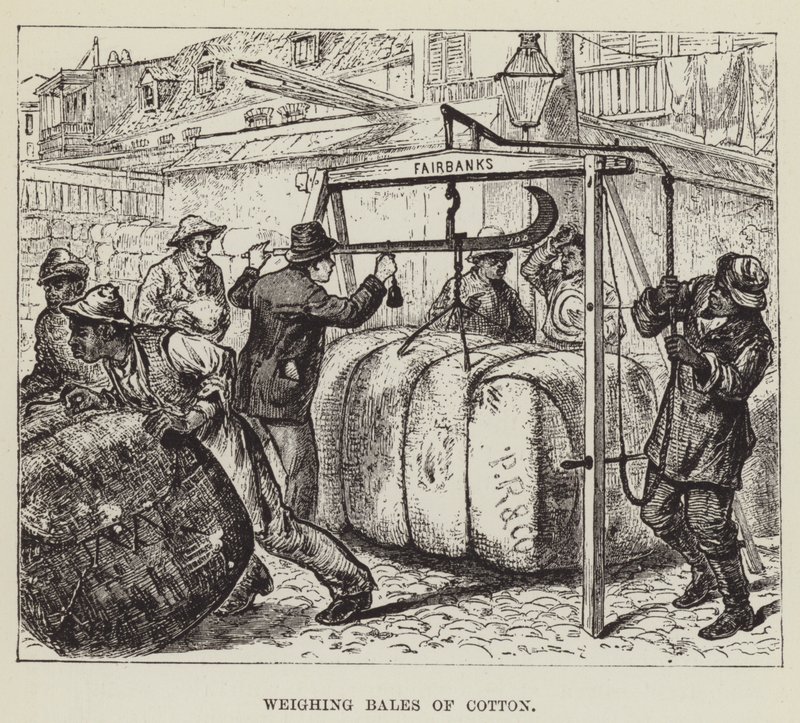 Pesando fardos de algodón de George Augustus Sala