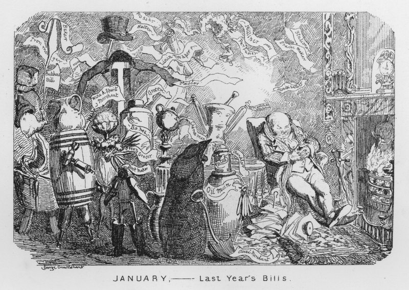Enero, las facturas del año pasado de George Cruikshank