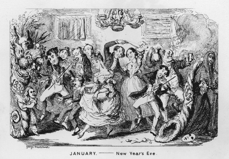 Enero, Nochevieja de George Cruikshank