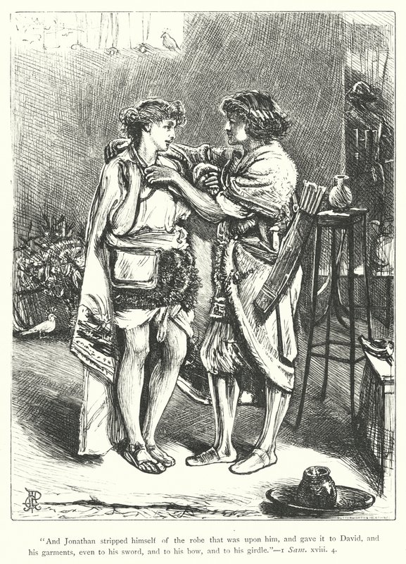 David y Jonatán (grabado) de George John Pinwell