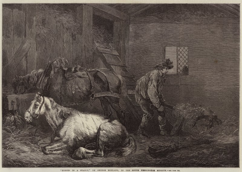 Caballos en un establo de George Morland