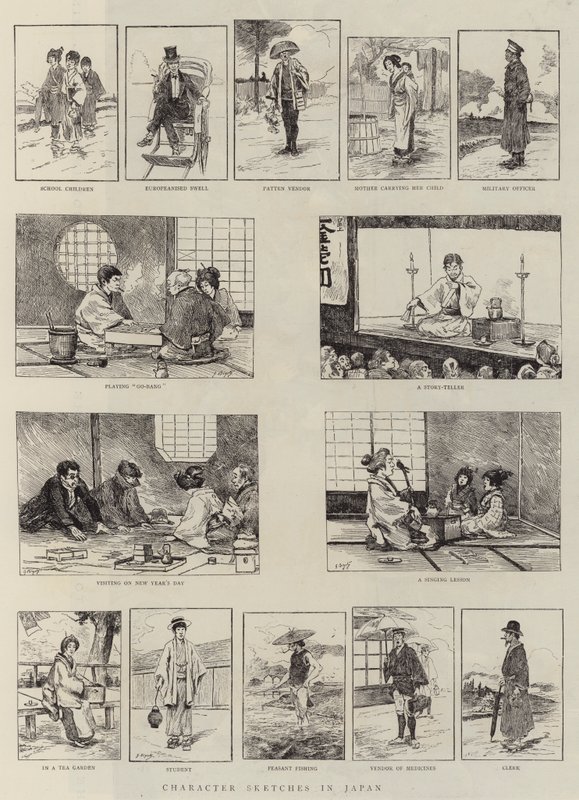 Bocetos de personajes en Japón de Georges Ferdinand Bigot