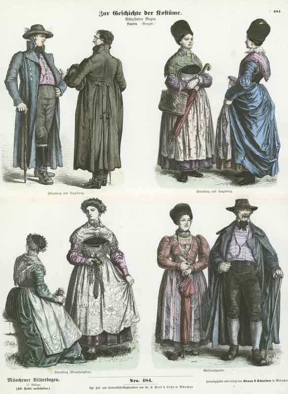 Trajes bávaros, siglo XIX de German School
