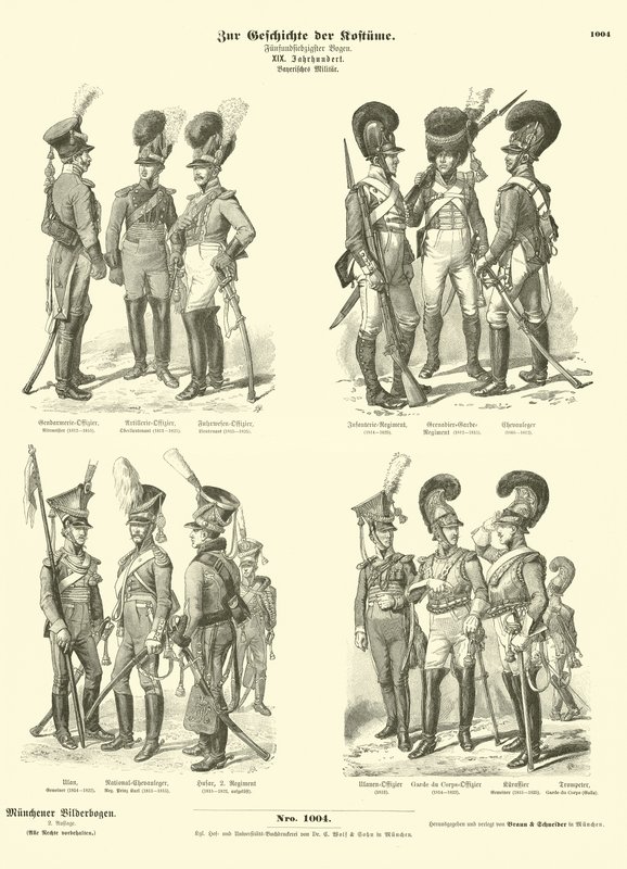 Uniformes militares bávaros, principios del siglo XIX de German School