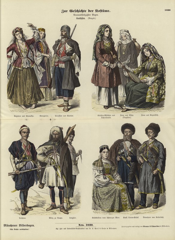 Trajes caucásicos, siglo XIX de German School