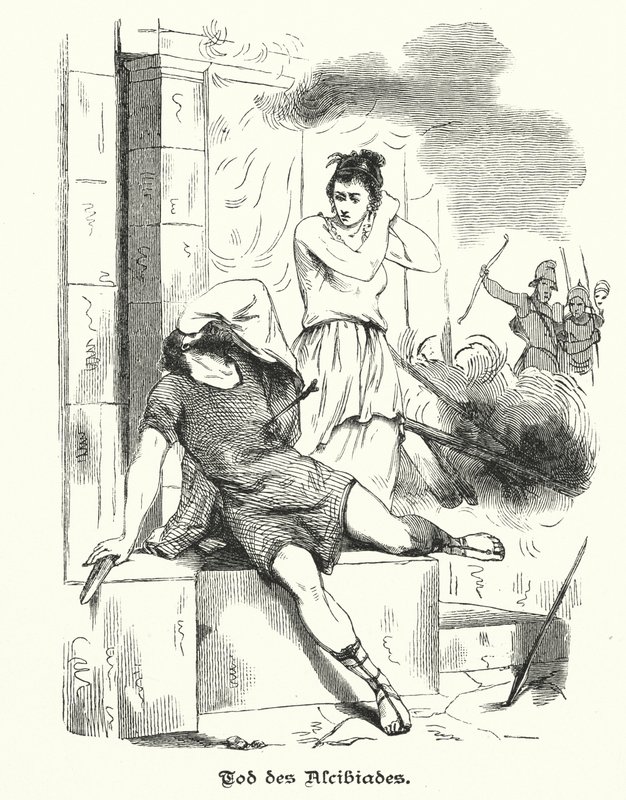 Muerte de Alcibíades, 404 a.C. (grabado) de German School