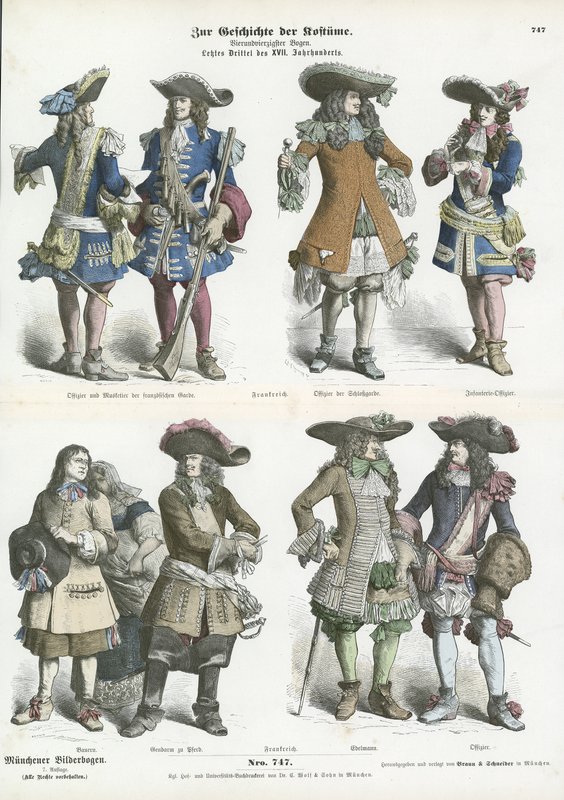 Trajes franceses, finales del siglo XVII de German School