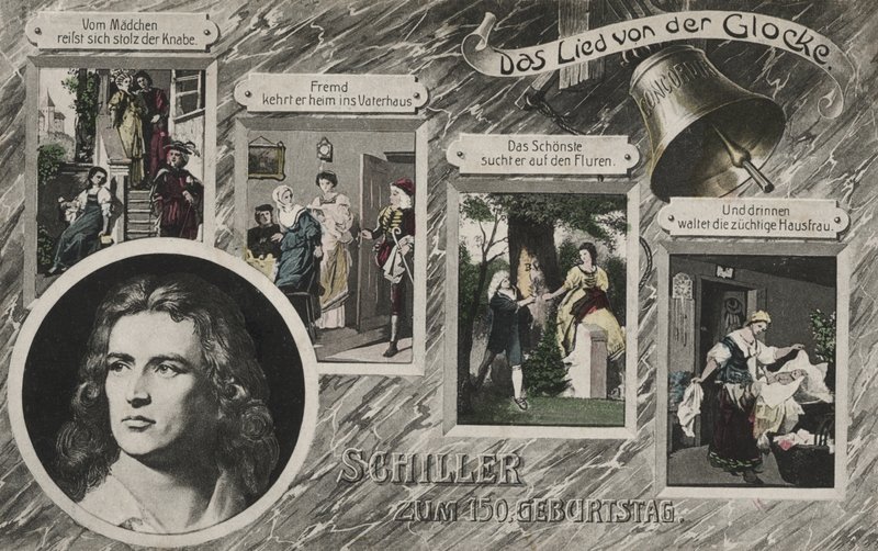 Friedrich Schiller (litografía en color) de German School