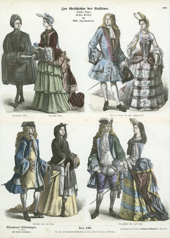 Trajes alemanes y franceses, principios del siglo XVIII de German School