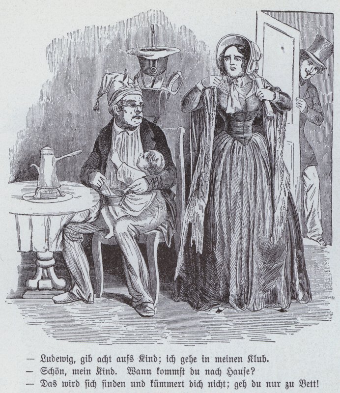 Caricatura alemana sobre la Asociación de Mujeres Democráticas de German School