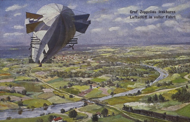 Dirigible de Graf Ferdinand von Zeppelin en vuelo de German School
