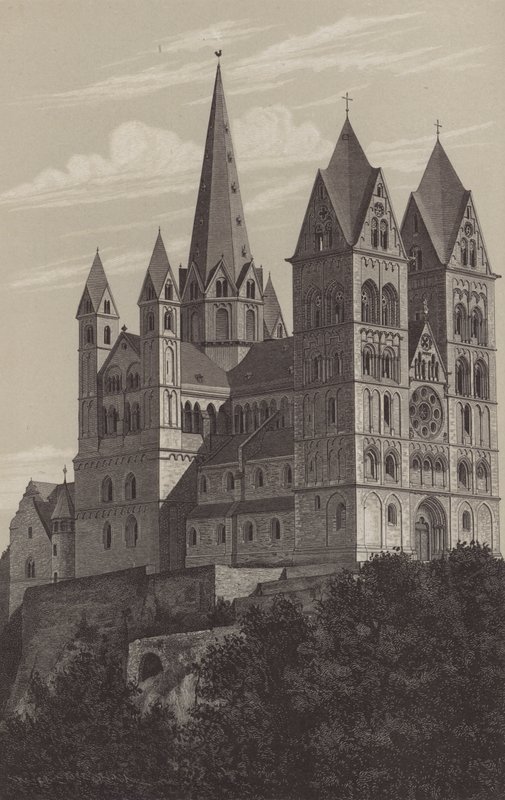 Catedral de Limburg, Hesse, Alemania (litografía) de German School