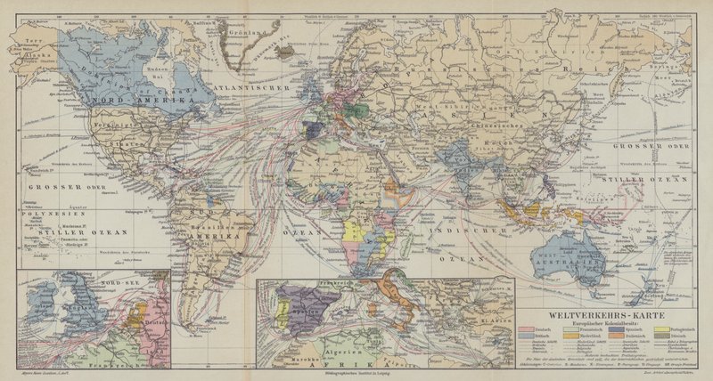 Mapa de rutas marítimas mundiales de German School