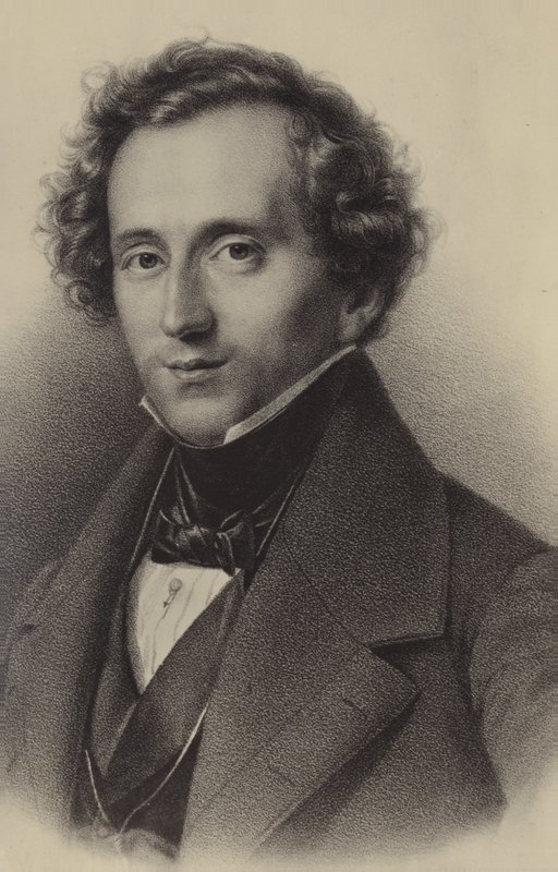 Retrato de Felix Mendelssohn de German School