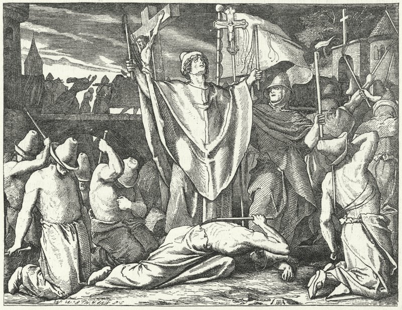 Procesión de una cofradía flagelante de German School