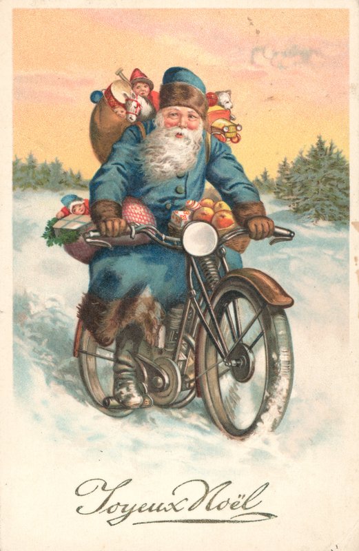 Santa en una motocicleta de German School