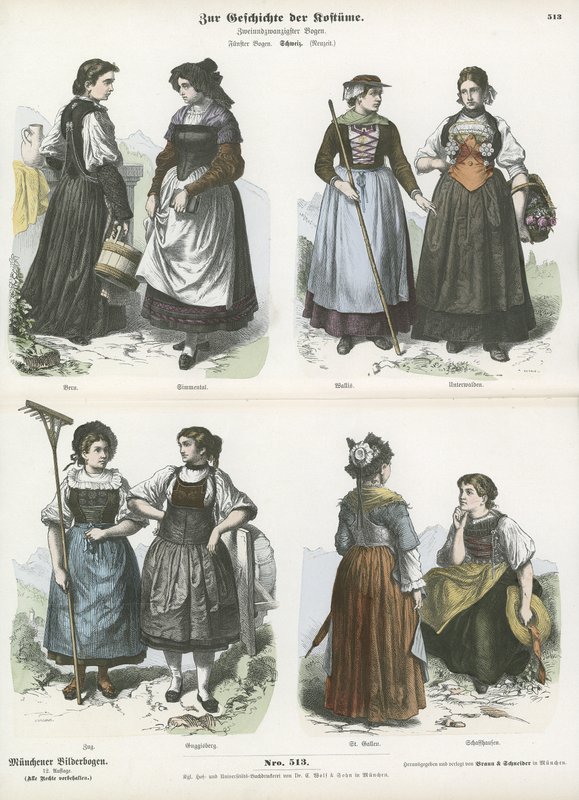 Trajes suizos, siglo XIX de German School