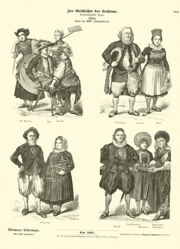 Trajes suizos, finales del siglo XVIII de German School