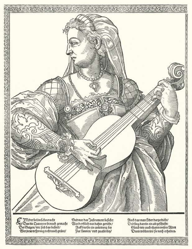 Mujer tocando una guitarra de German School