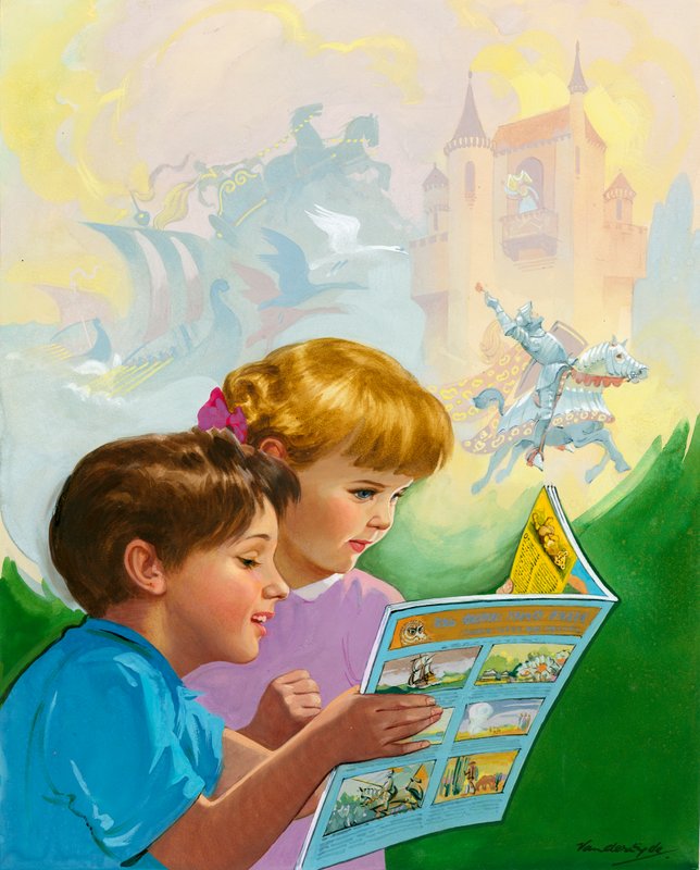 Niño y niña leyendo de Gerritt Vandersyde